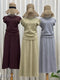 Knitted Round Neck Sleeveless Tops With Skirts